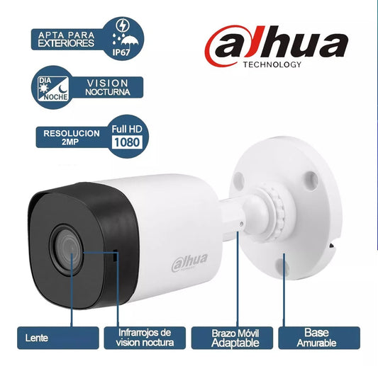 Kit Seguridad Dahua Xvr 8 Ch + 8 Camaras 2MP 1080 Full HD