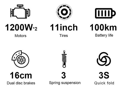 Monopatín Electrico Hx X10 Todoterreno Plegable 100km Autonomia