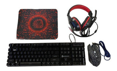 Combo Gamer Auriculares Teclado Mouse Y Mousepad