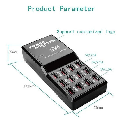 Zapatilla Hub Adaptador 12 USB Carga Rápida