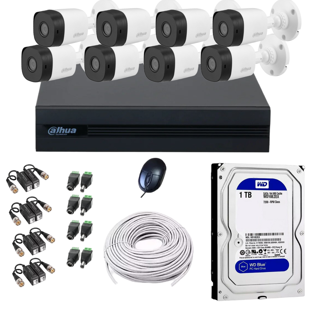 Kit Seguridad Dahua Xvr 8 Ch + 8 Camaras 2MP 1080 Full HD