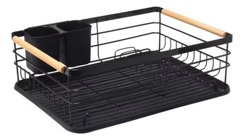 Escurridor Con Bandeja Agarre Madera