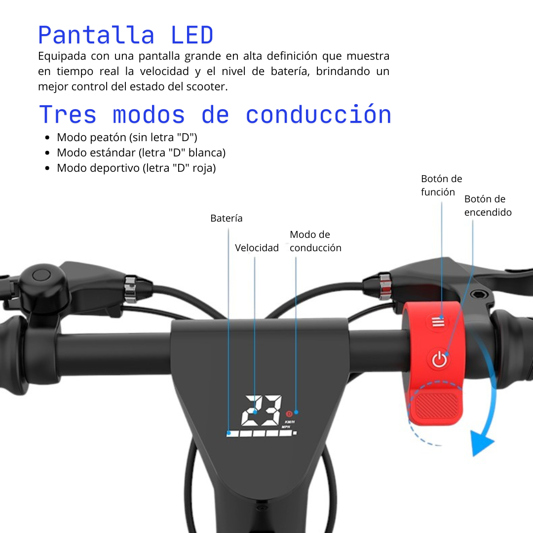 Monopatin Electrico Plegable Hx X9 / 100 km de autonomía