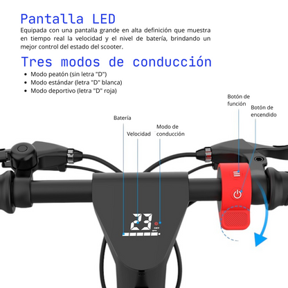 Monopatin Electrico Plegable Hx X9 / 100 km de autonomía