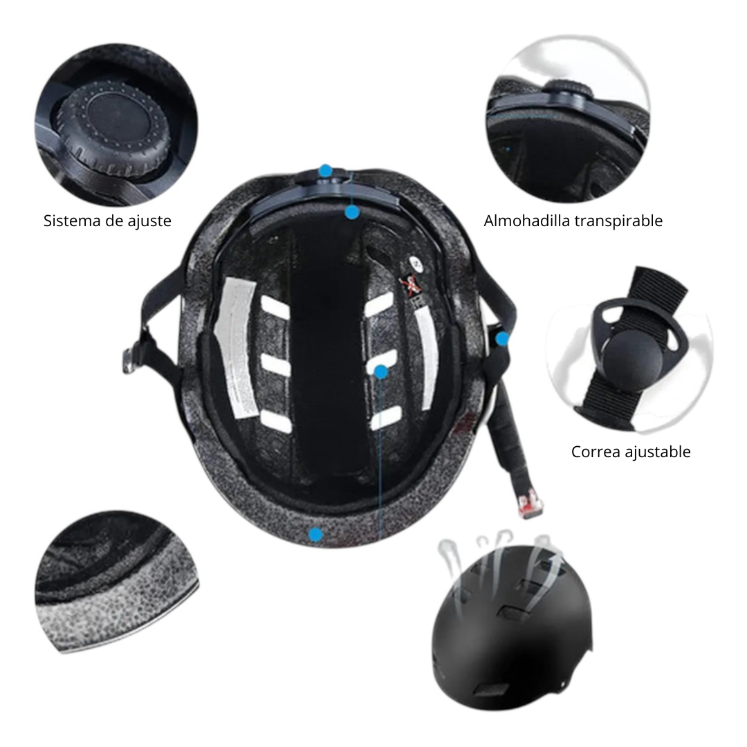 Set De Proteccion Casco Rodilleras Coderas Muñequeras