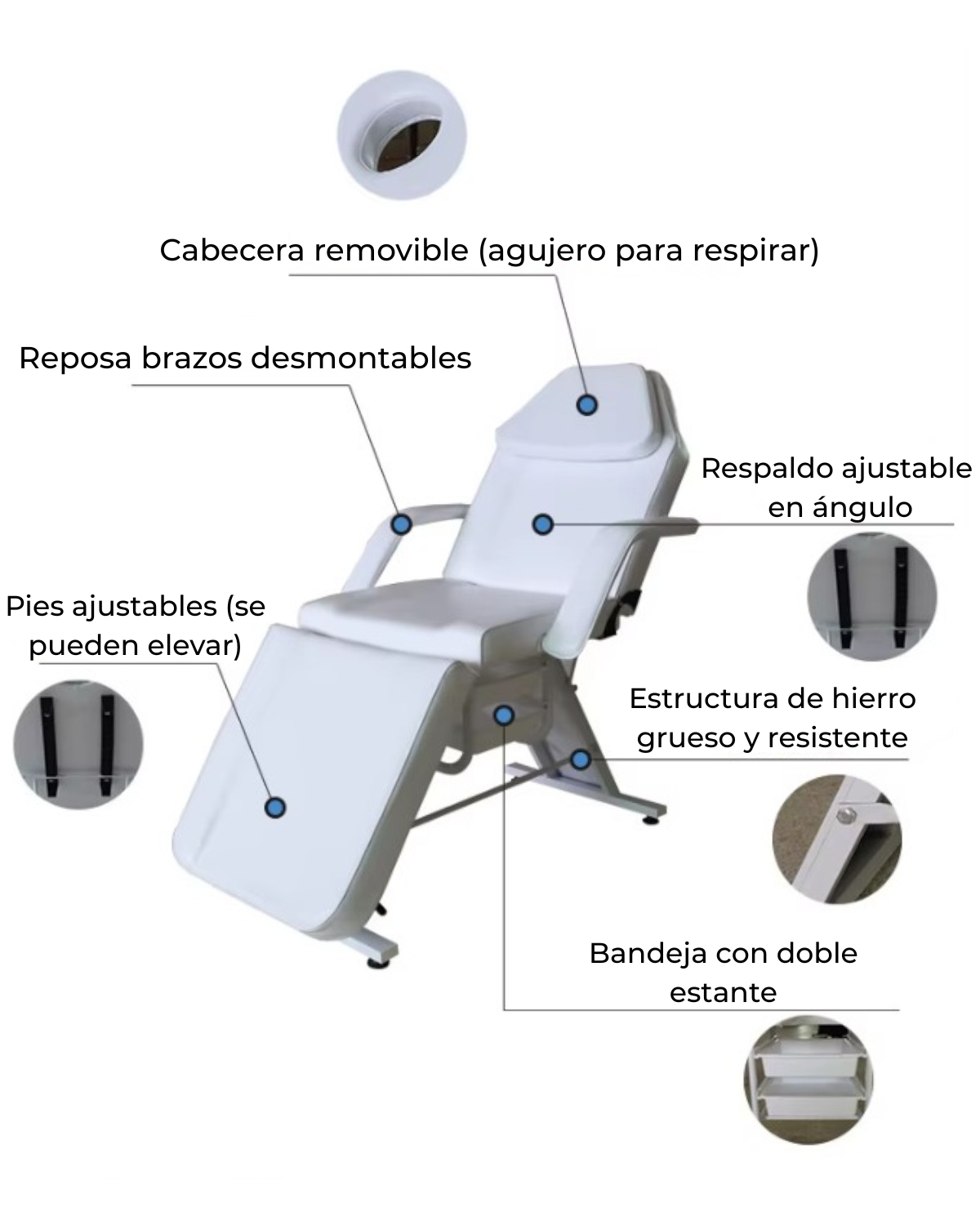 Camilla Reclinable Cosmetica Masajes Tatuador Depilacion