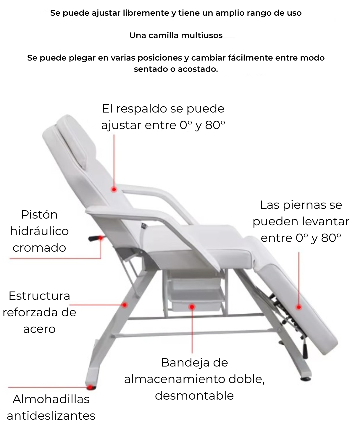 Camilla Reclinable Cosmetica Masajes Tatuador Depilacion