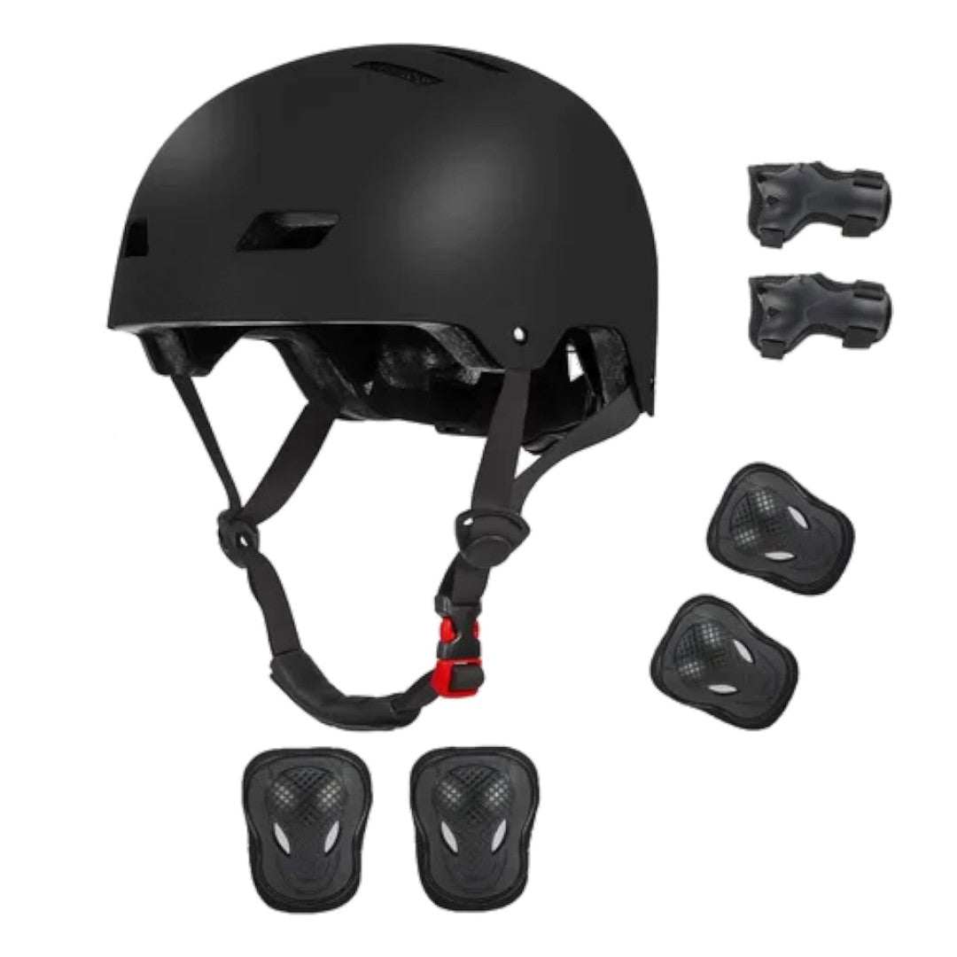 Set De Proteccion Casco Rodilleras Coderas Muñequeras